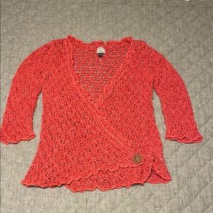 Coral Knit Wrap Sweater